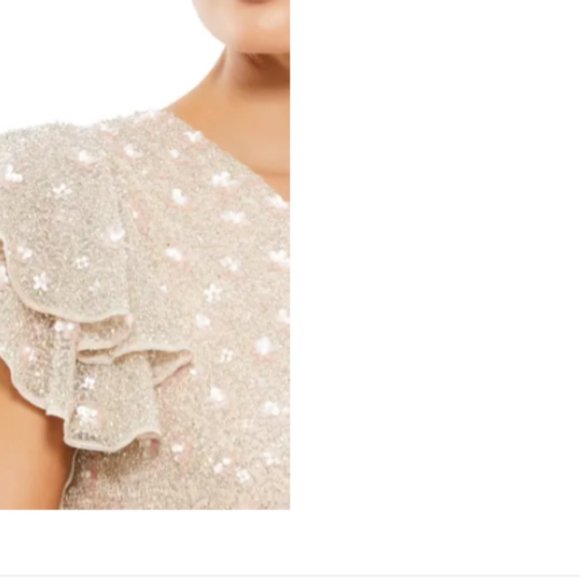 MAC DUGGAL BEADED 10810 RUFFLE SLEEVE OYSTER COCKTAIL MIDI DRESS sz 4 - Picture 3 of 4